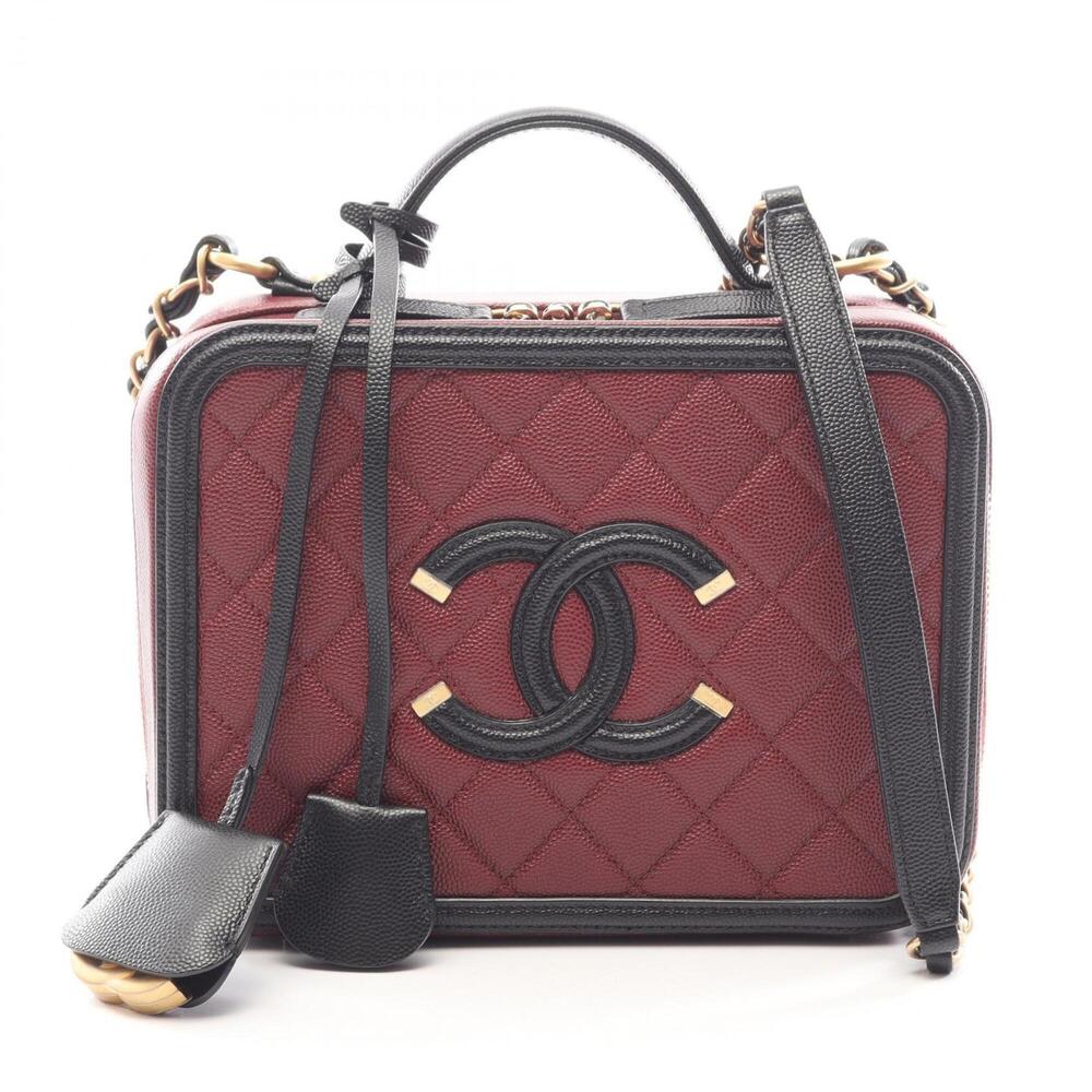 Chanel CC Figley Vanity Bag, 2-Way Shoulder Bag/Handbag, Caviar Leather (Grai...